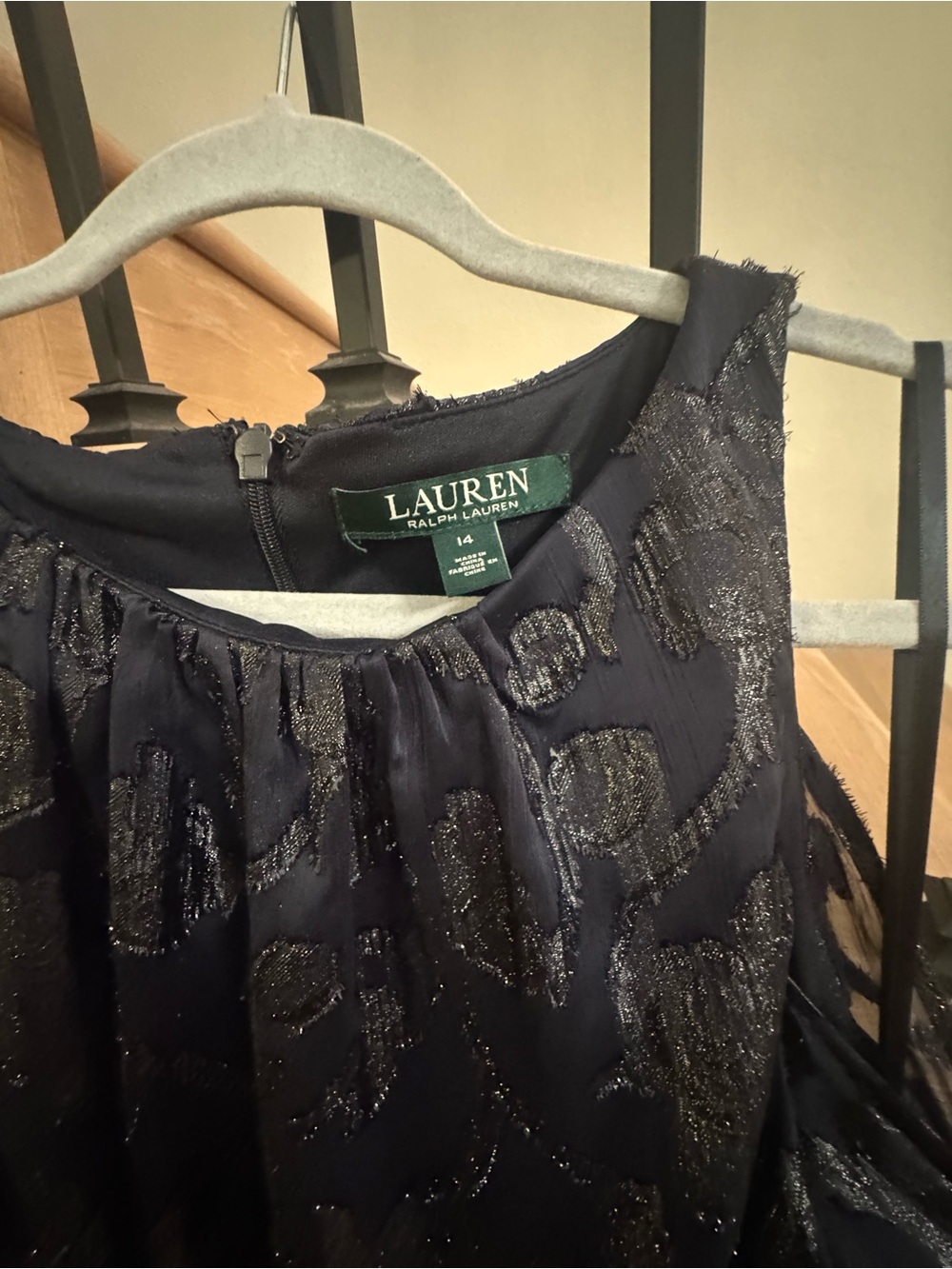 Ralph Lauren Navy Cold-Shoulder Lace Maxi Dress - Picture 6 of 9